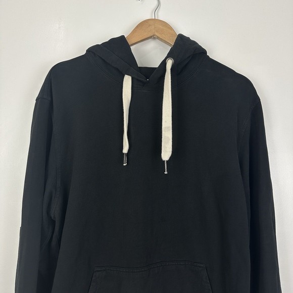 Buck Mason Bushed Loopback Hooded Sweatshirt Large Black French Terry Soft - Picture 2 of 11